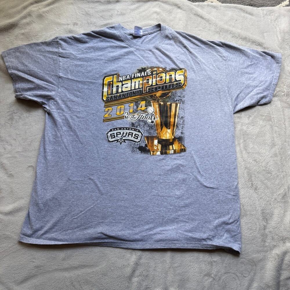 San Antonio Spurs NBA Finals Champion Shirt Mens 2XL Gray Trophy Basketball 2014